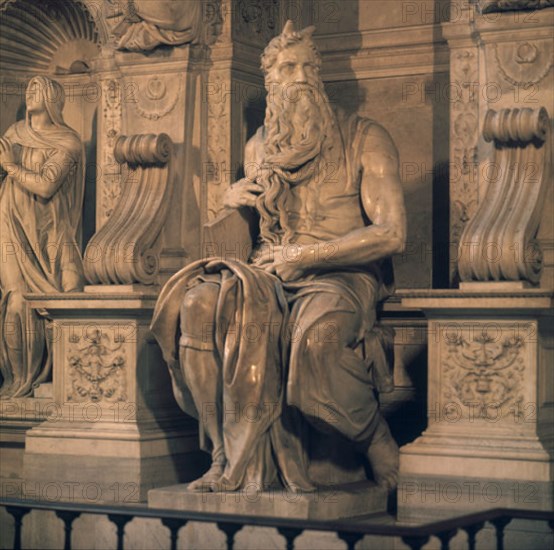 MIGUEL ANGEL 1475-1564
MOISES- ESCULTURA CENTRAL DE LA TUMBA DEL PAPA JULIO II LABRADA EN