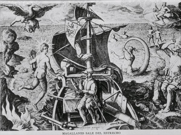 GALLE TH
MAGALLANES SALE DEL ESTRECHO-DIBUJO ALEGORICO DE JUAN ETRADO-1521-IZQ TIERRA DE FUEDO-DCH