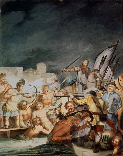 ANONIMO
CONQUISTA DE MEXICO- NOCHE TRISTE 1520 - PINTADO EN COBRE- S XVIII
MADRID, MUSEO DE