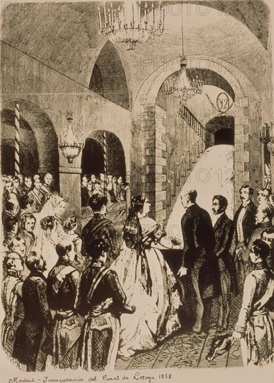 GRABADO - INAUGURACION DEL CANAL DE LOZOYA - 1858