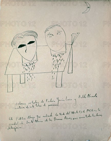 GARCIA LORCA FEDERICO 1898/1936
DIBUJO-CABEZAS CORTADAS DE F.GARCIA LORCA Y NERUDA -1934-
MADRID,