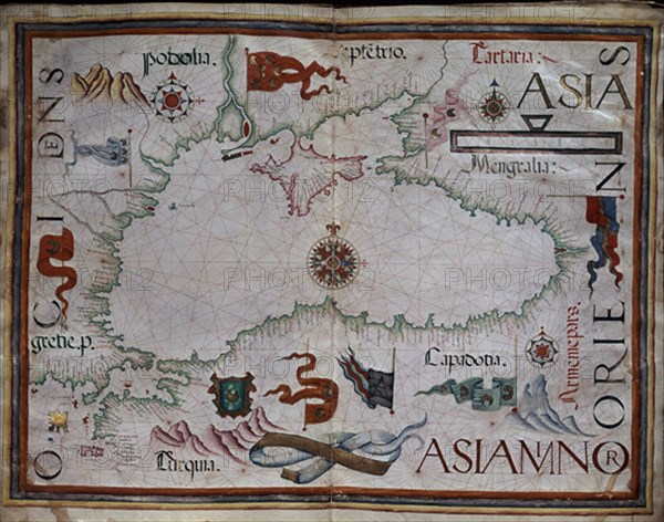 HOMEN DIEGO
PORTULANO MAR NEGRO Y ASIA MENOR S XVI
MADRID, MUSEO NAVAL
MADRID