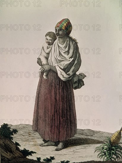 CRUZ CANO Y OLMEDILLA JUAN DE LA 1734/90
COLECCION DE TRAJES-1777-ESCLAVA DE PUERTO RICO-GRABADO S