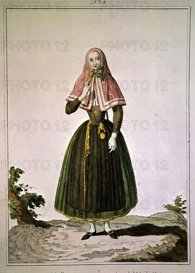 CRUZ CANO Y OLMEDILLA JUAN DE LA 1734/90
COLECCION DE TRAJES DE ESPAÑA-1777-SEÑORA MALLORQUINA-