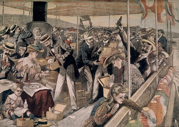 DE PARIS A SAINT-GERMAIN POR EL SENA: CENA DE LOS EXCURSIONISTAS.PETIT JOURNAL
PARIS, COLECCION