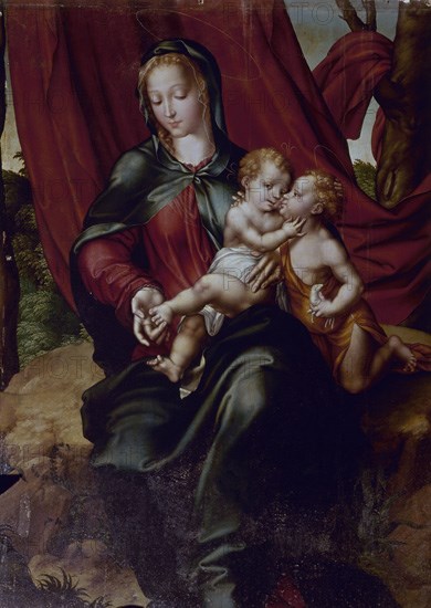 MORALES LUIS DE 1515/1586
LA VIRGEN CON JESUS Y SAN JUAN - DET PINTURA.(CONJ DEL RETABLO NUM