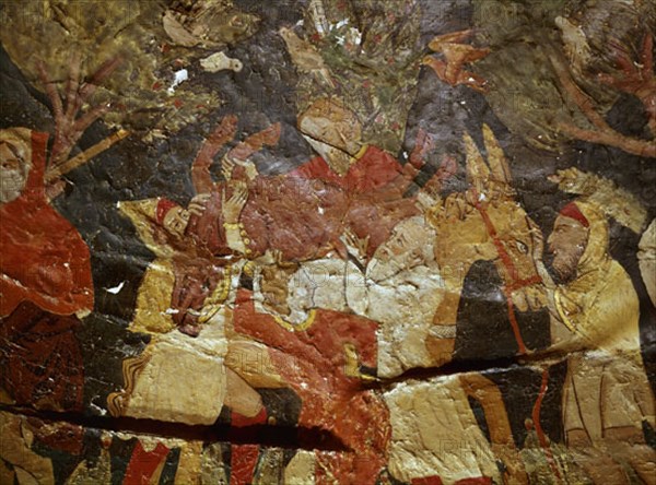 BOVEDA LATERAL-CAZADORES TRANSPORTAN PRESA-S XV-EPOCA NAZARI-PINTURA CRISTIANA SOBRE