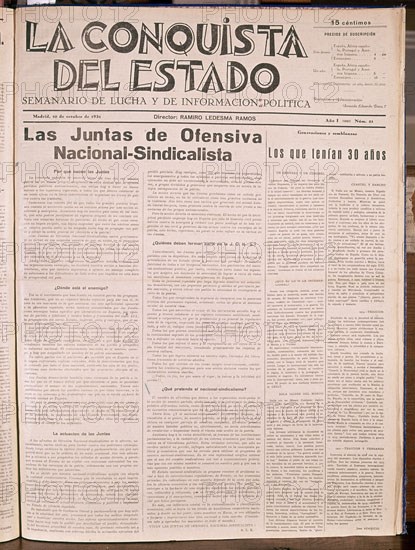 PERIODICO LA CONQUISTA DEL ESTADO 1931
MADRID, HEMEROTECA MUNICIPAL
MADRID