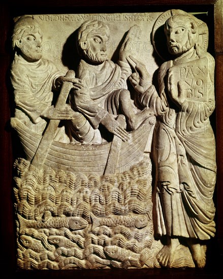 RELIEVE DE S PEDRO DE RODA-JESUS  ANDA SOBRE LAS AGUAS Y PEDRO LE SALE AL ENCUENTRO
BARCELONA,