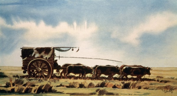 Saubidet, Traversée de la pampa en charrette
