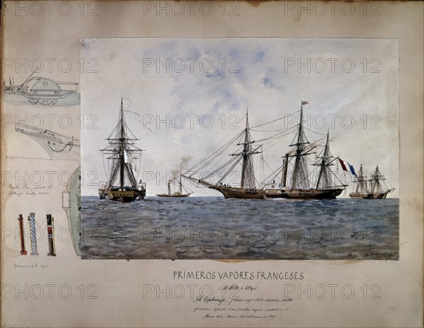 MONLEON RAFAEL 1853/1900
PRIMEROS VAPORES FRANCESES DE LA MARINA MILITAR,"LA ESFINGE"