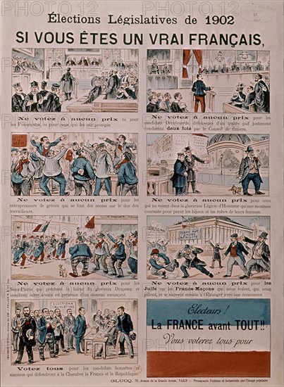 ELECCIONES LEGISLATIVAS DE 1902-PROPAGANDA POLITICA
PARIS, BIBLIOTECA NACIONAL
FRANCIA

This