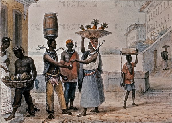 DEBRET JEAN BAPTISTE 1768/1848
COLLAR DE HIERRO-CASTIGO DE FUGITIVOS (1816)- BRASIL- LITOGRAFIA S