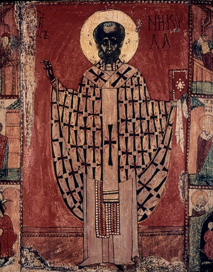 *ICONO RUSO S XVI CON LA VIDA DE S NICOLAS-TEMPLE DE HUEVO
MOSCU, GALERIA TRETJAKOV
RUSIA