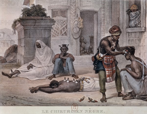 DEBRET JEAN BAPTISTE 1768/1848
EL CIRUJANO NEGRO- APLICANDO VENTOSAS
PARIS, BIBLIOTECA