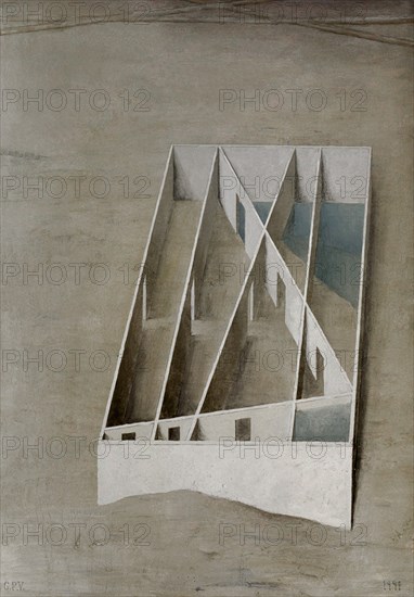 PEREZ VILLALTA GUILLERMO 1948-
SIN TITULO-1991(FIG GEOMETRICA)100X70-OLEO/CARTON
MADRID, GALERIA