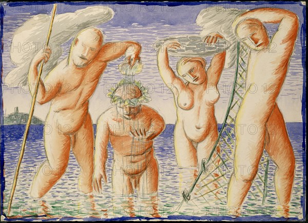 PEREZ VILLALTA GUILLERMO 1948-
"EL CRUCE"MEDITERRANEO(VII)-1984-50X70-ACUARELA Y