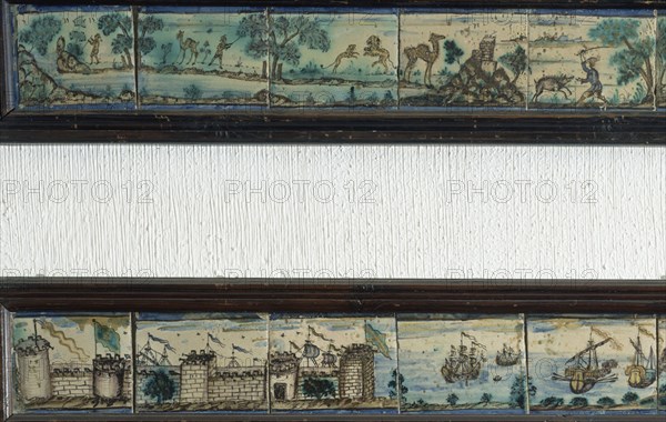 ANONIMO
AZULEJOS-ARRIBA:AFRICA-CACERIA-ABAJO:LLEGADA A LAS INDIAS
SEVILLA, COLECCION VIUDA DE