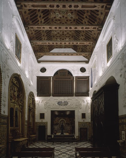 INTERIOR-IGLESIA-1489-VISTA HACIA LOS PIES-ARTESONADO MUDEJAR 1623 POR DIEGO LOPEZ ARENAS
SEVILLA,