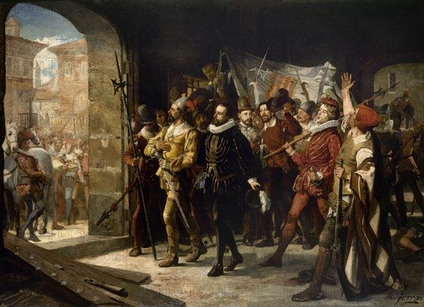 FERRAN MANUEL 1830/1896
ANTONIO PEREZ LIBERADO DE LA CARCEL DE LOS MANIFESTADOS EN 1591 - O/L -