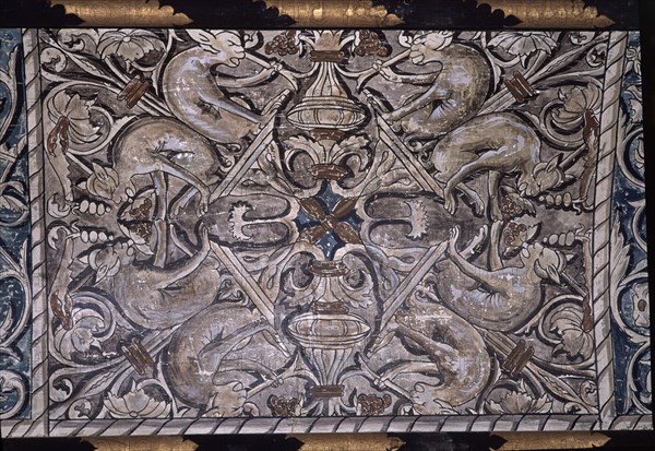 DETALLE DEL ARTESONADO DE LA ESCALERA DE ACCESO AL SALON TRONO
ZARAGOZA, ALJAFERIA-CORTES