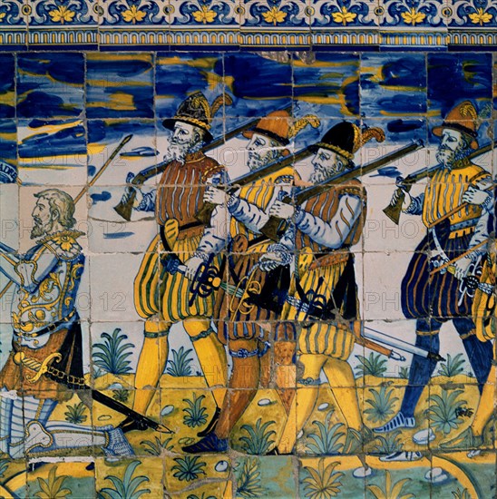 PUERTA PRINCIPAL-PORTICO:ZOCALO DE AZULEJOS(PROC. ERMITA S ANTON):SOLDADOS  S XVI
TALAVERA,
