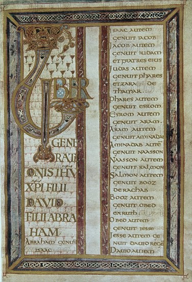 EVANGELIARIO-PRIMERA PAGINA- LETRA CAPITULAR-INICIACION DEL GENESIS
TRIER, B DEL