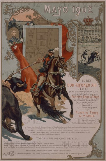 CARTEL DE TOROS POR MAYORIA EDAD DE ALFONSO XIII
MADRID, COLECCION PARTICULAR
MADRID

This