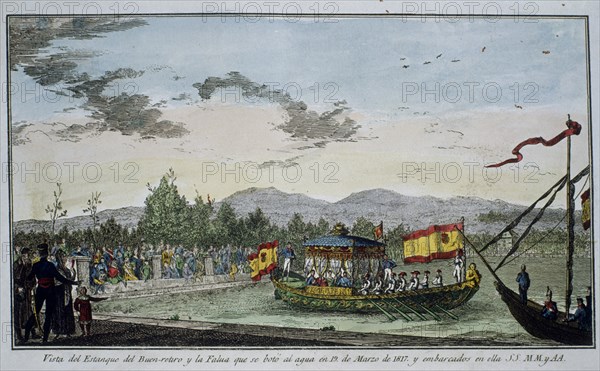 ESTANQUE DEL BUEN RETIRO Y LA FALUA QUE SE BOTO 19-MAR-1817
MADRID, ARCHIVO HISTORICO