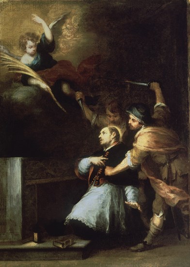 MURILLO BARTOLOME 1618/1682
MARTIRIO DE SAN PEDRO ARBUES-L.92X67 CM-S XVII
MADRID, BANCO