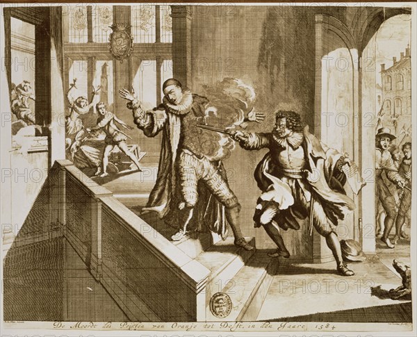 HOGE DE R
GRABADO-ASESINATO DE GUILLERMO DE ORANGE 1584-ESTAMPA SIG ER.2901
MADRID, BIBLIOTECA