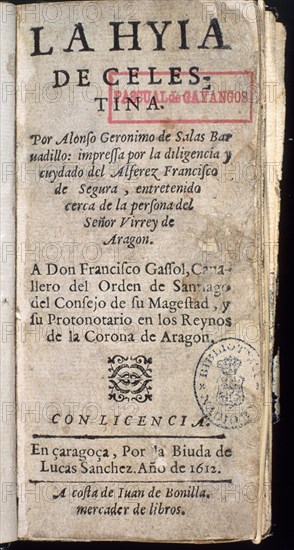 SALAS BARBADILL
LA HIJA DE LA CELESTINA
MADRID, BIBLIOTECA NACIONAL RAROS
MADRID

This image