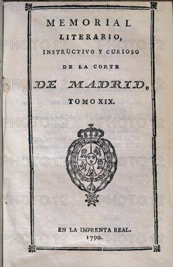 PORTADA DEL MEMORIAL LITERARIO 1790
MADRID, HEMEROTECA MUNICIPAL
MADRID

This image is not