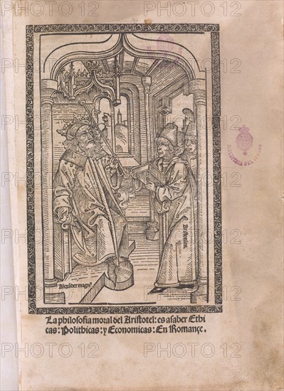 ARISTOTELES 384/322 AC
GRABADO DEL LIBRO FILOSOFIA MORAL DE ARISTOTELES
MADRID,
