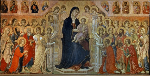 DUCCIO DI BUONINSEGN1255/1319
 VIRGEN MAJESTAD RODEADA DE ANGELES Y SANTOS - S XIV
SIENA, MUSEO
