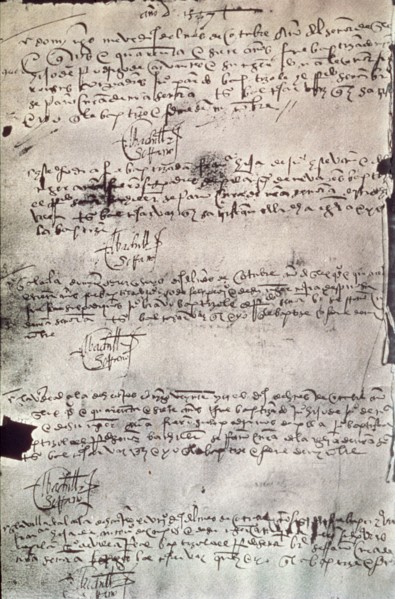 Extrait de l'acte de baptême de Cervantes