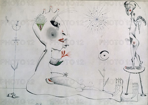 PONS JOAN
DE LA"SUITE INSOLITOS"1949-ACUARELA Y TINTA/PAPEL 32,5X45 CM
MADRID, BANCO