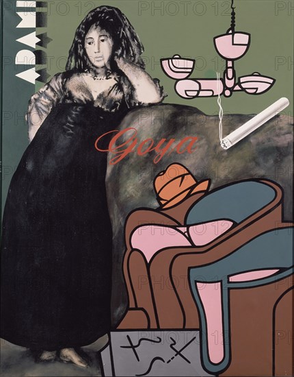 EQUIPO CRONICA
ADAMI Y GOYA EN EL SALON 1974-ACRILICO/LLIENO 146X114 CM
MADRID, BANCO