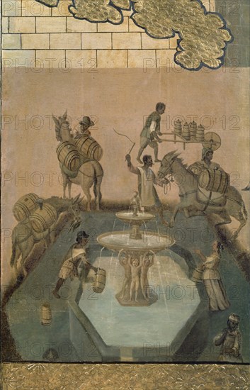 EL PALACIO DE LOS VIRREYES - BIOMBO MEXICANO - S XVII DETALLE DE LA FUENTE
MADRID, MUSEO DE