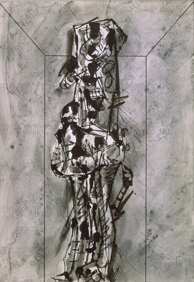 SAURA ANTONIO 1930-98
INTERIOR 1966-TINTA CHINA/PAPEL 90X63 CM
BARCELONA, BANCO