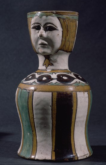 JARRO SEVILLANO DE CUERDA SECA DE GALLOTE ANTROPOMORFO 1500
MADRID, MUSEO ARQUEOLOGICO