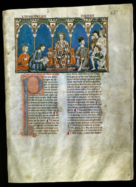 ALFONSO X EL SABIO 1221/84
LIBRO DE JUEGOS-F65R-ALFONSO X DICTA EL LIBRO DE LOS DADOS-COPISTAS Y