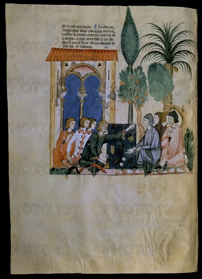 ALFONSO X EL SABIO 1221/84
LIBRO DE JUEGOS-PG 71V-CRISTIANOS Y JUDIOS JUEGAN EN UN