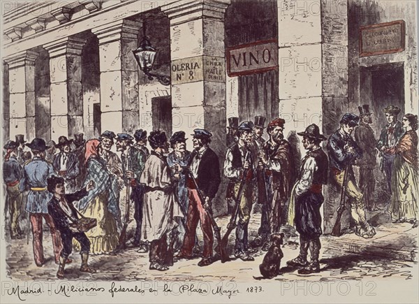 MILICIANOS FEDERALES EN LA PLAZA MAYOR DE MADRID
Madrid, musée municipal
