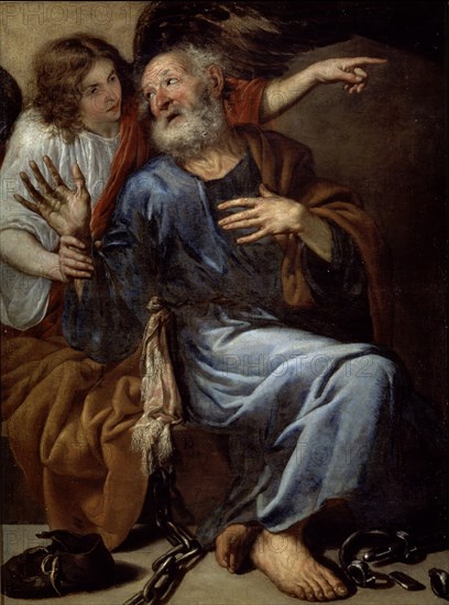 PEREDA ANTONIO DE 1600/1678
SAN PEDRO LIBERTADO POR UN ANGEL-LIENZO 145x110 CM      NP