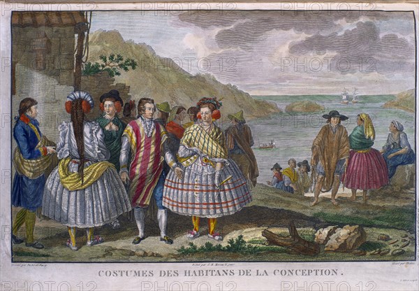 VANCY DUQUE DE
TRAJES DE LOS HABITANTES DE LA CONCEPCION - GRABADO POR THOMAS - S XVIII

This
