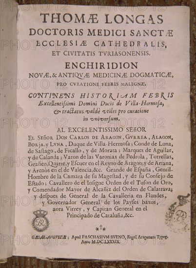 LONGAS T
ENCHIRIDION NUEVA Y ANTIGUA DE MEDICINA DOGMATICA
MADRID, BIBLIOTECA NACIONAL