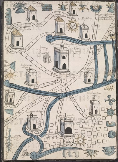 MAPA DEL PUEBLO DE CUZCATLAN 1580
SEVILLA, ARCHIVO INDIAS
SEVILLA