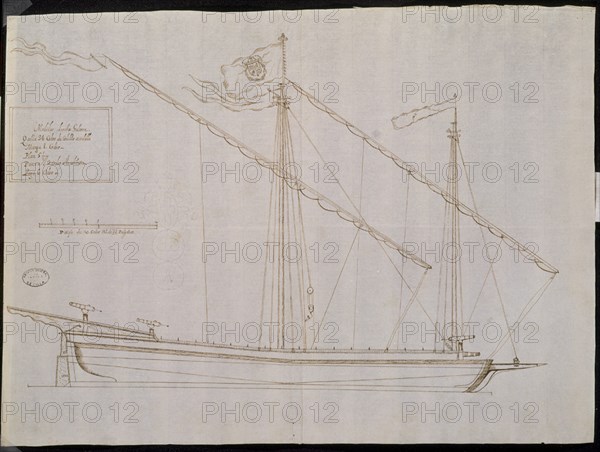 PLANO-GALEOTA HECHA PARA GUARDACOSTA-CUBA-1695
SEVILLA, ARCHIVO INDIAS
SEVILLA

This image is