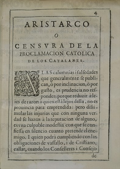 RIOJA FRANCISCO
ARISTARCO O CENSURA DE LA PROCLAMACION CATOLICA DE LOS CATALANES
MADRID,